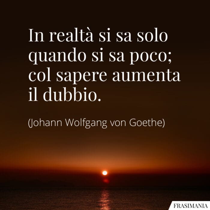 Frasi sapere dubbio Goethe