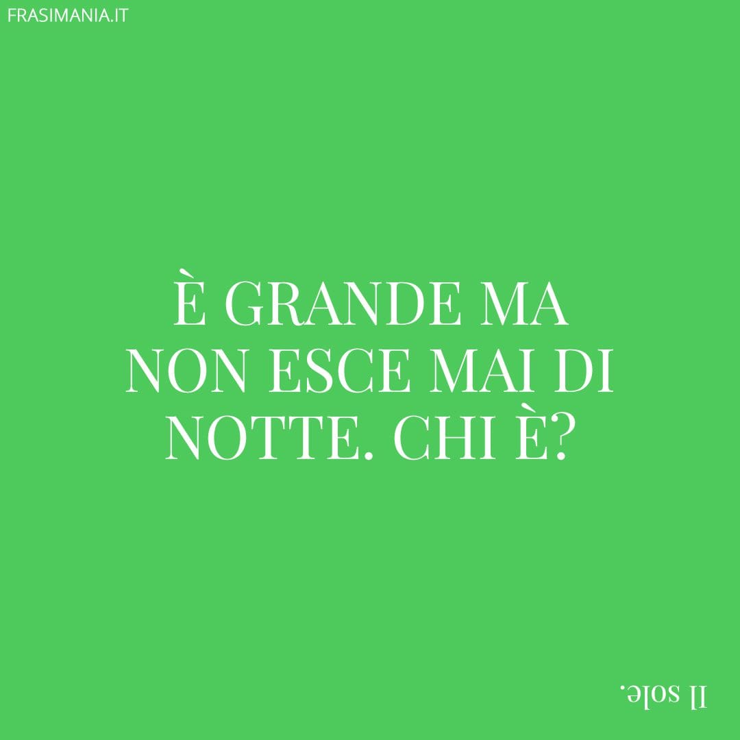 È grande ma non esce mai di notte. Chi è?