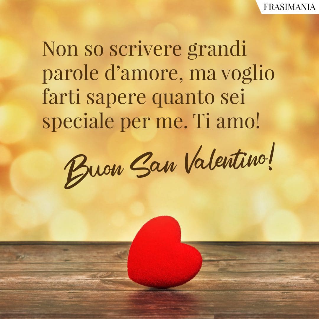Non so scrivere grandi parole d'amore, ma voglio farti sapere quanto sei speciale per me. Ti amo! Buon San Valentino!