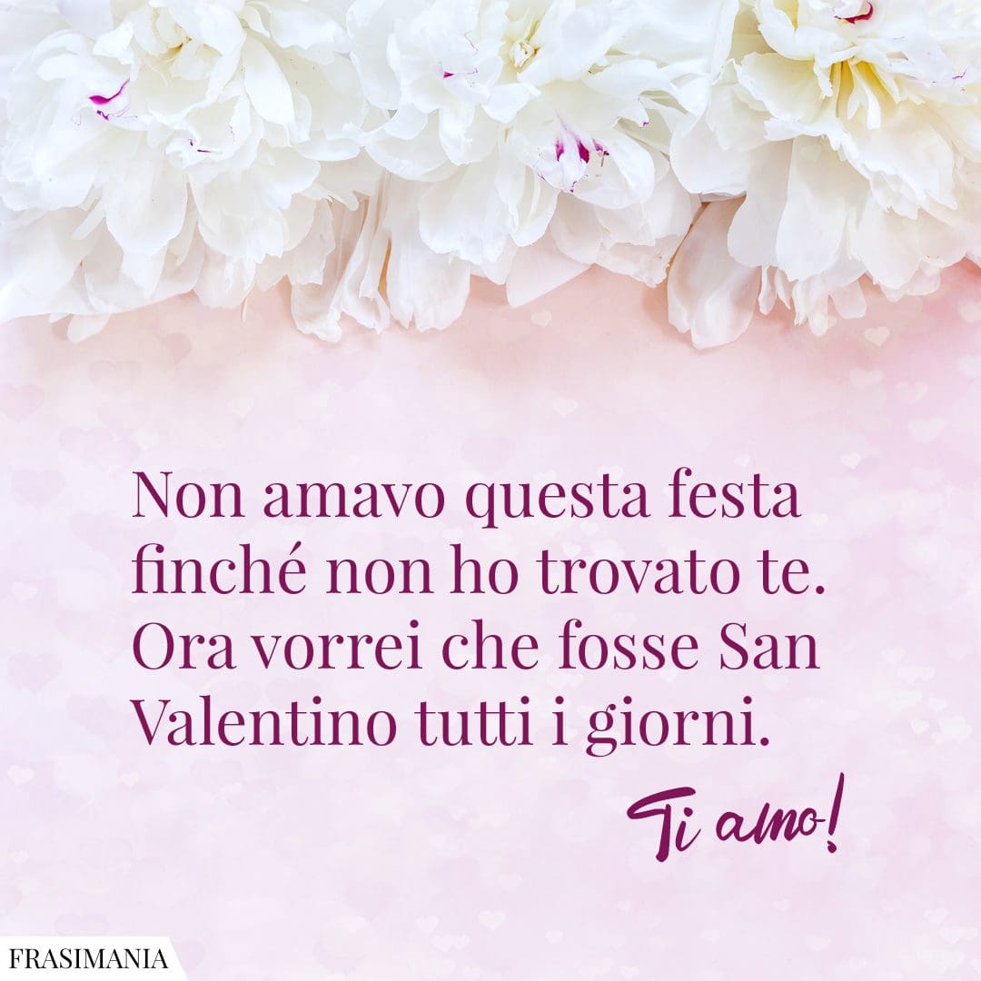 Non amavo questa festa finché non ho trovato te. Ora vorrei che fosse San Valentino tutti i giorni. Ti amo!