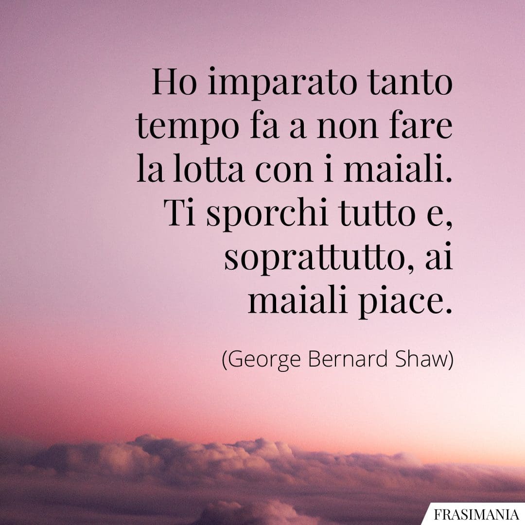 Ho imparato tanto tempo fa a non fare la lotta con i maiali. Ti sporchi tutto e, soprattutto, ai maiali piace.