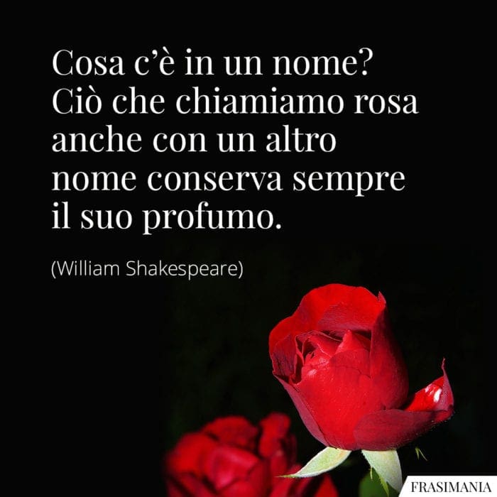 Frasi nome rosa Shakespeare