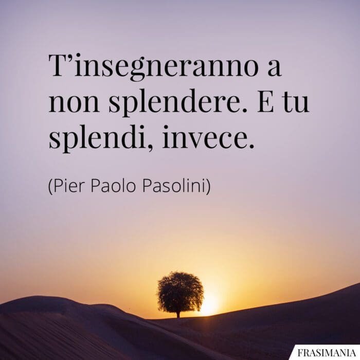 T'insegneranno a non splendere. e tu splendi, invece.