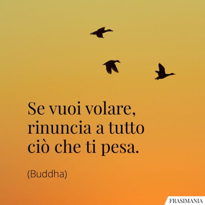 Se vuoi volare, rinuncia a tutto ciò che ti pesa.