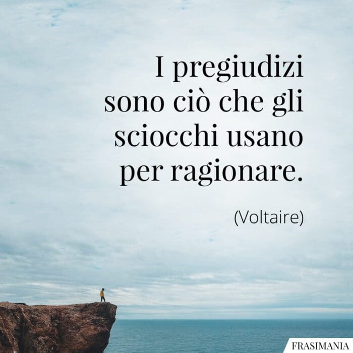 I pregiudizi sono ciò che gli sciocchi usano per ragionare.