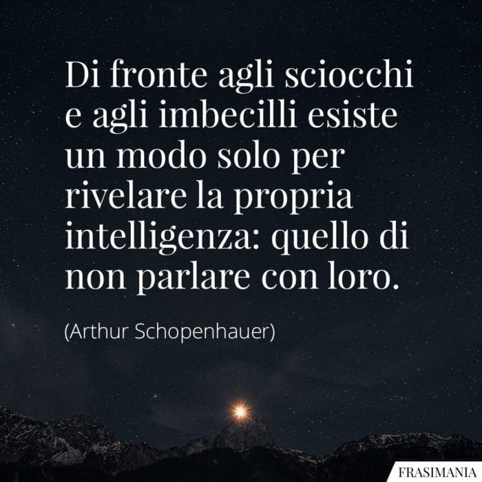 Di fronte agli sciocchi e agli imbecilli esiste un modo solo per rivelare la propria intelligenza: quello di non parlare con loro.