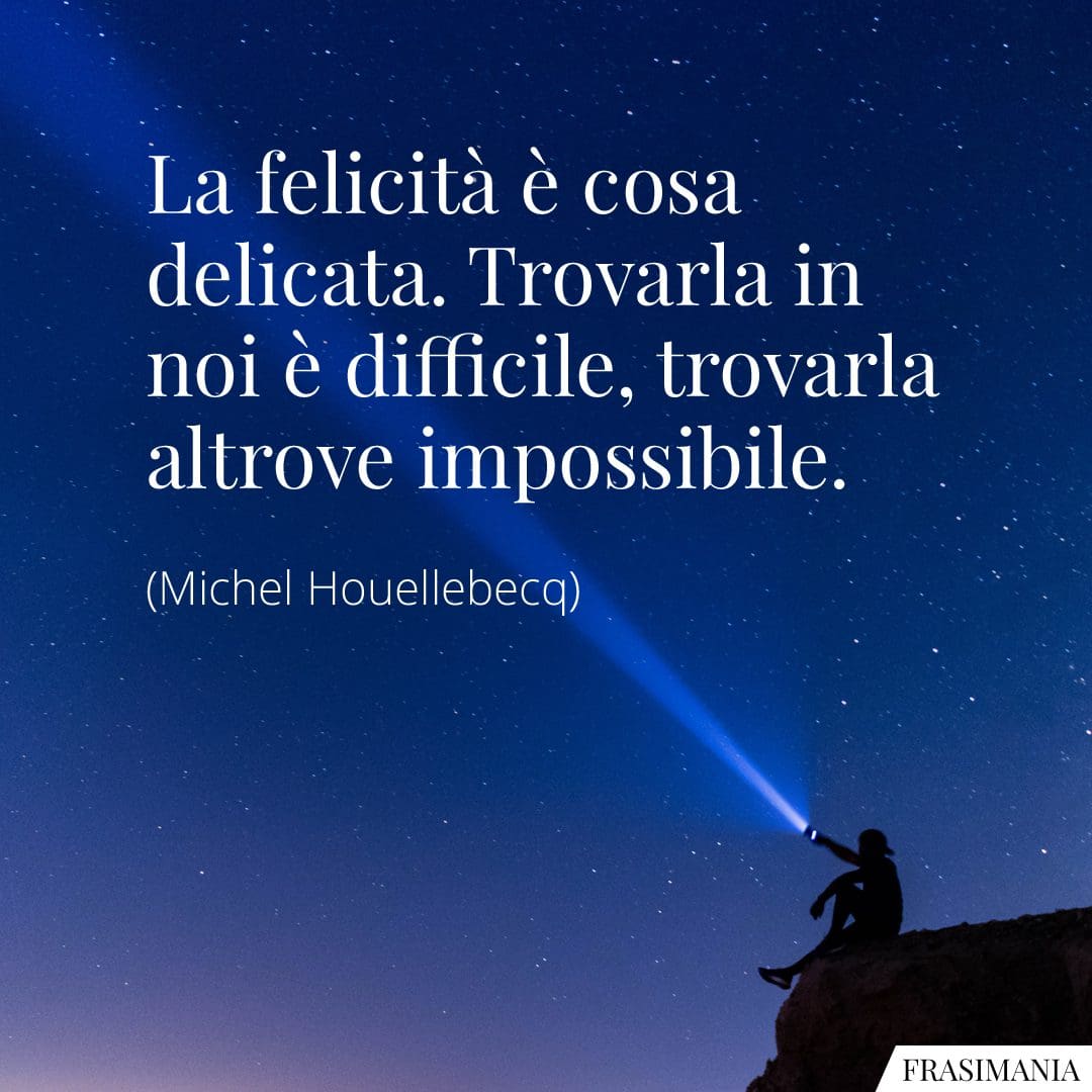 La felicità è cosa delicata. Trovarla in noi è difficile, trovarla altrove impossibile.