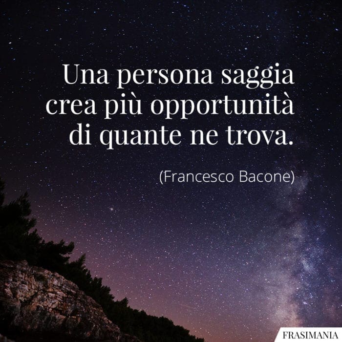 Una persona saggia crea più opportunità di quante ne trova.