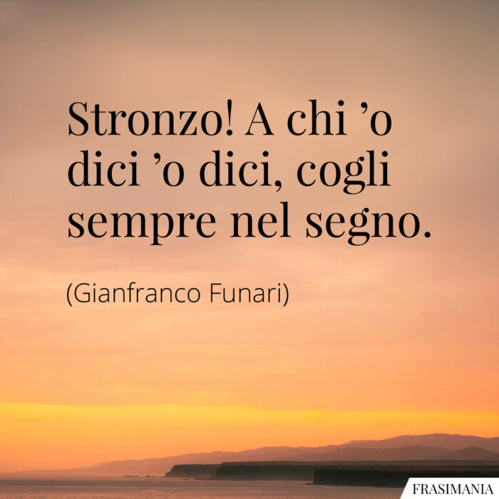 Stronzo! A chi ’o dici ’o dici, cogli sempre nel segno.