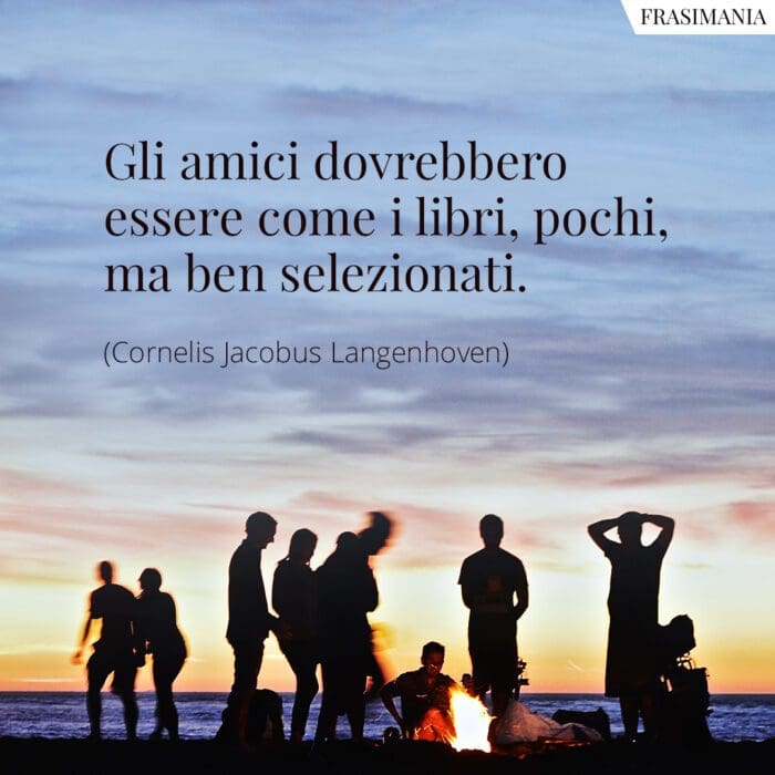 Gli amici dovrebbero essere come i libri, pochi, ma ben selezionati.