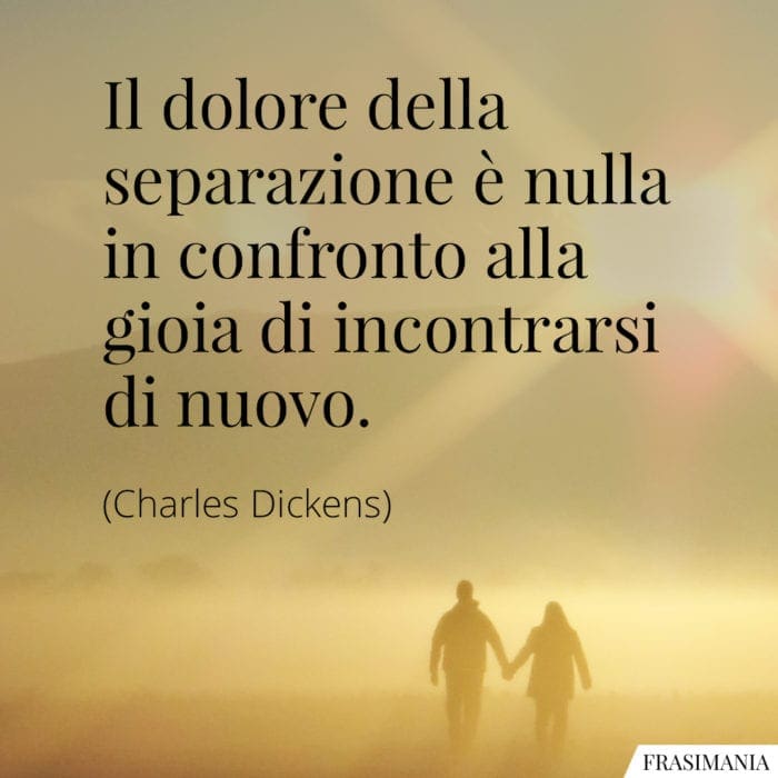 Il dolore della separazione è nulla in confronto alla gioia di incontrarsi di nuovo.