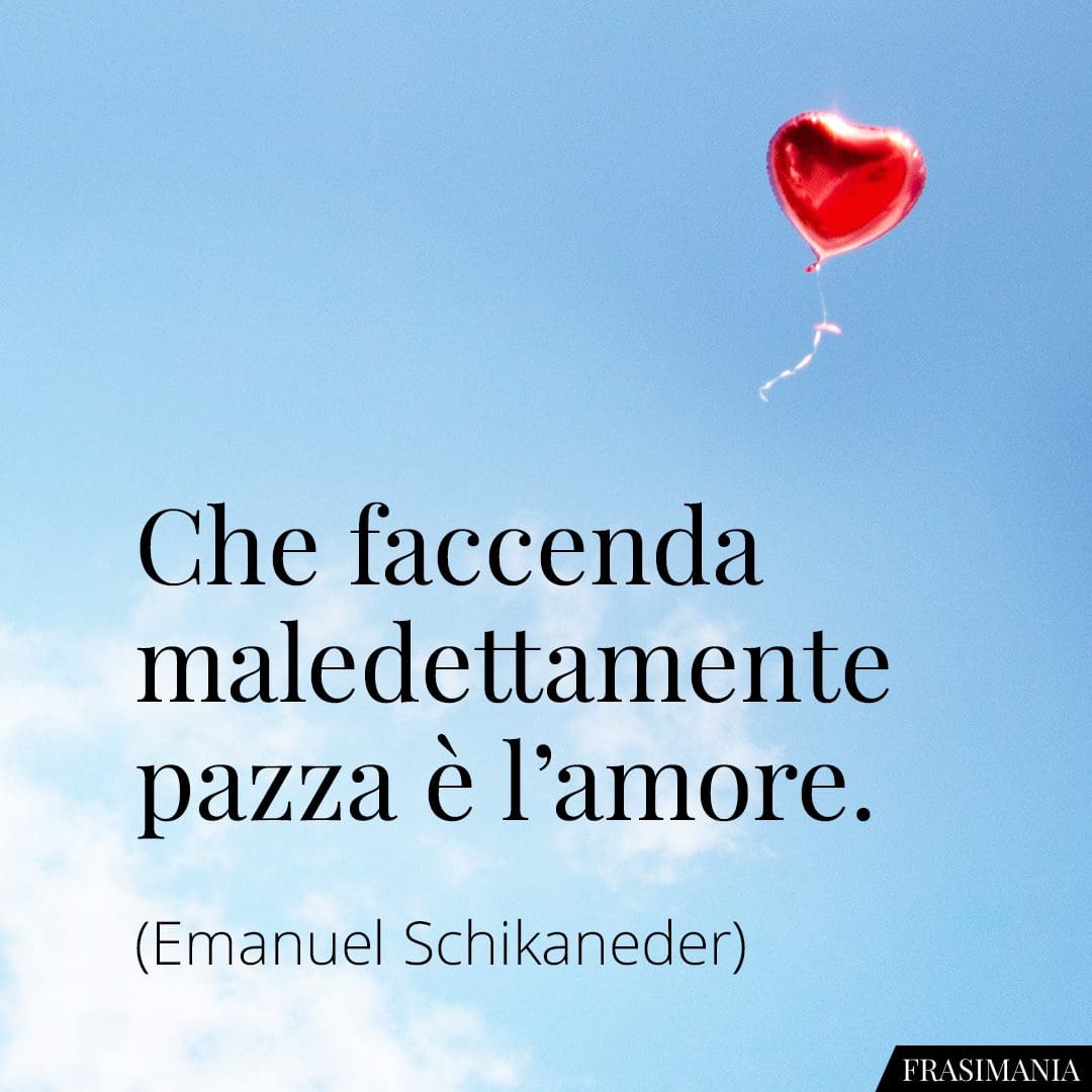 Che faccenda maledettamente pazza è l'amore.