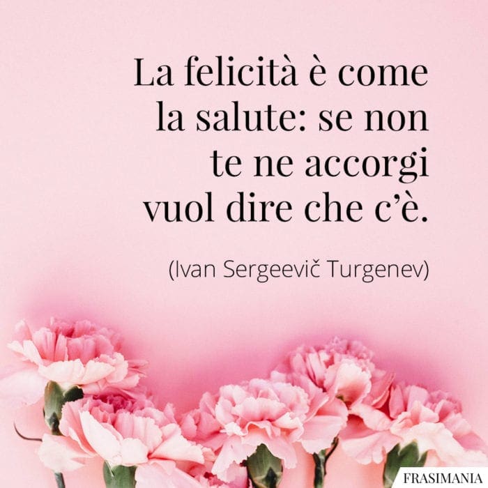 La felicità è come la salute: se non te ne accorgi vuol dire che c’è.