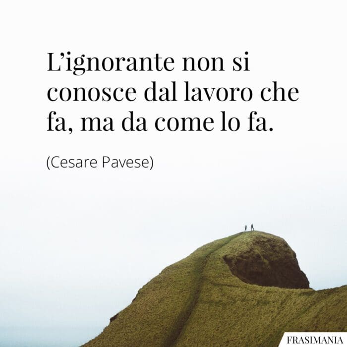 L'ignorante non si conosce dal lavoro che fa, ma da come lo fa.