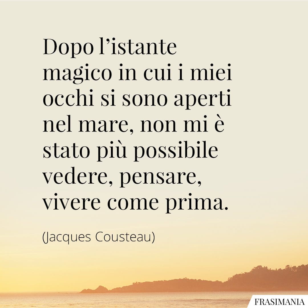 Dopo l'istante magico in cui i miei occhi si sono aperti nel mare, non mi è stato più possibile vedere, pensare, vivere come prima.