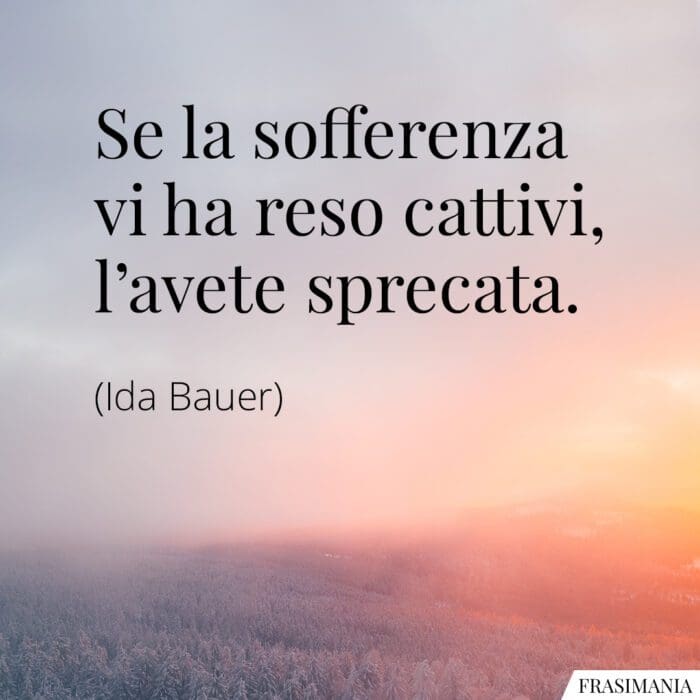 Se la sofferenza vi ha reso cattivi, l'avete sprecata.