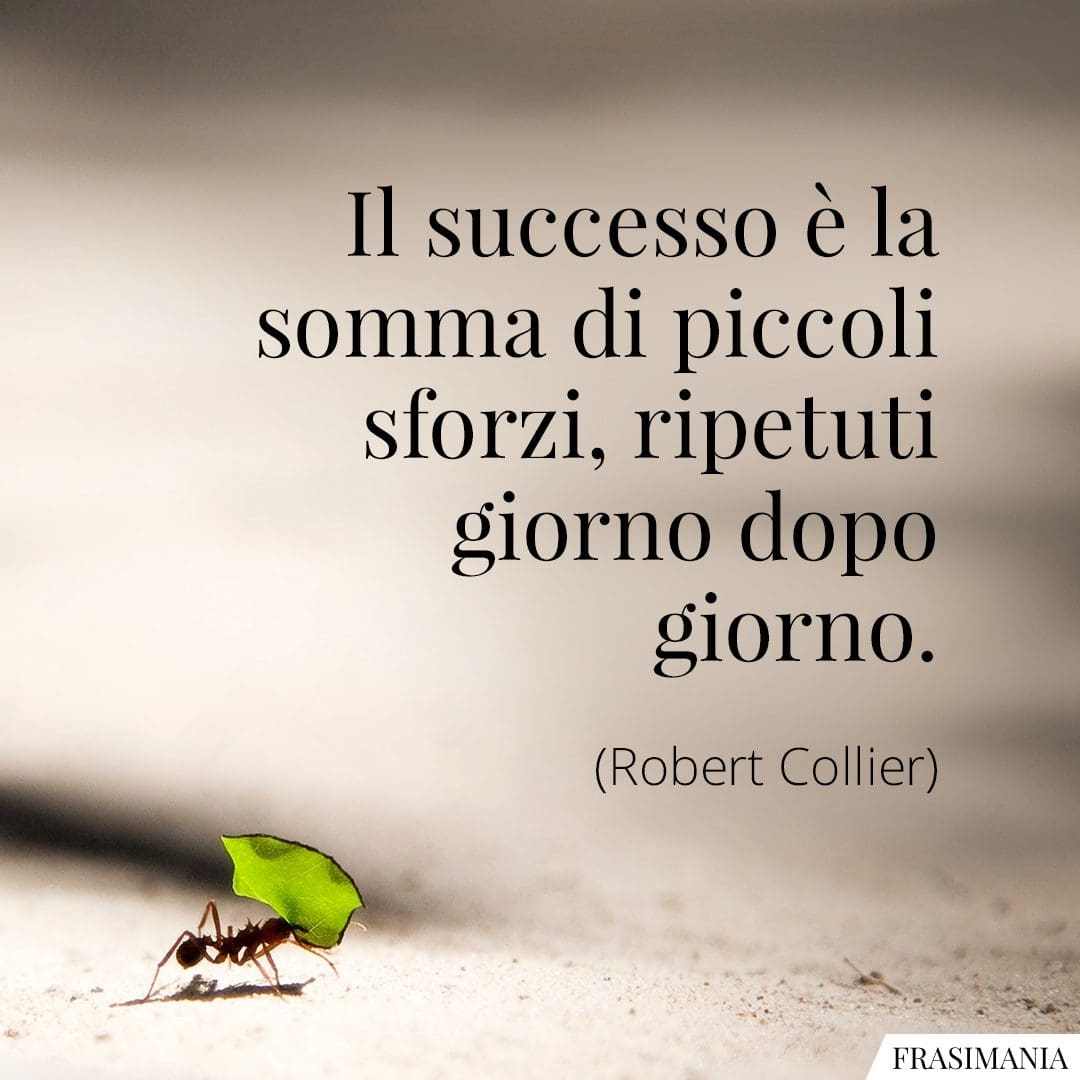 Il successo è la somma di piccoli sforzi, ripetuti giorno dopo giorno.