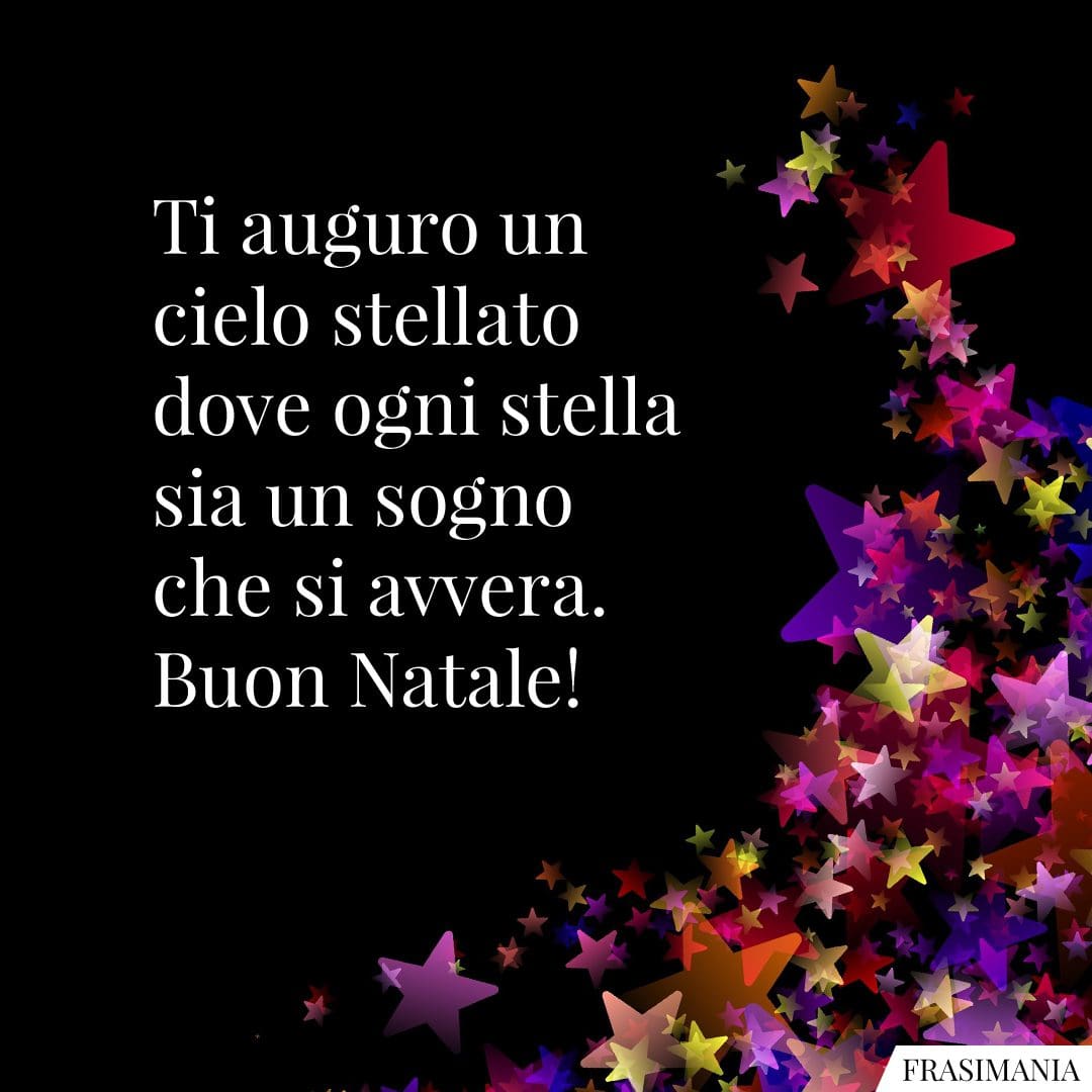 Ti auguro un cielo stellato dove ogni stella sia un sogno che si avvera. Buon Natale!