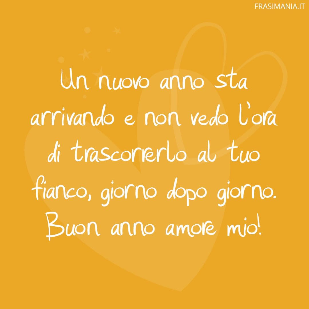Un nuovo anno sta arrivando e non vedo l'ora di trascorrerlo al tuo fianco, giorno dopo giorno. Buon anno amore mio!