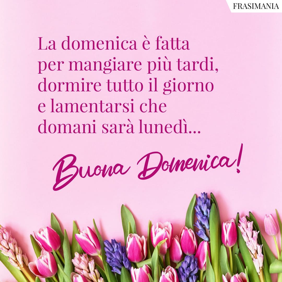 La domenica è fatta per mangiare più tardi, dormire tutto il giorno e lamentarsi che domani sarà lunedì... Buona Domenica!