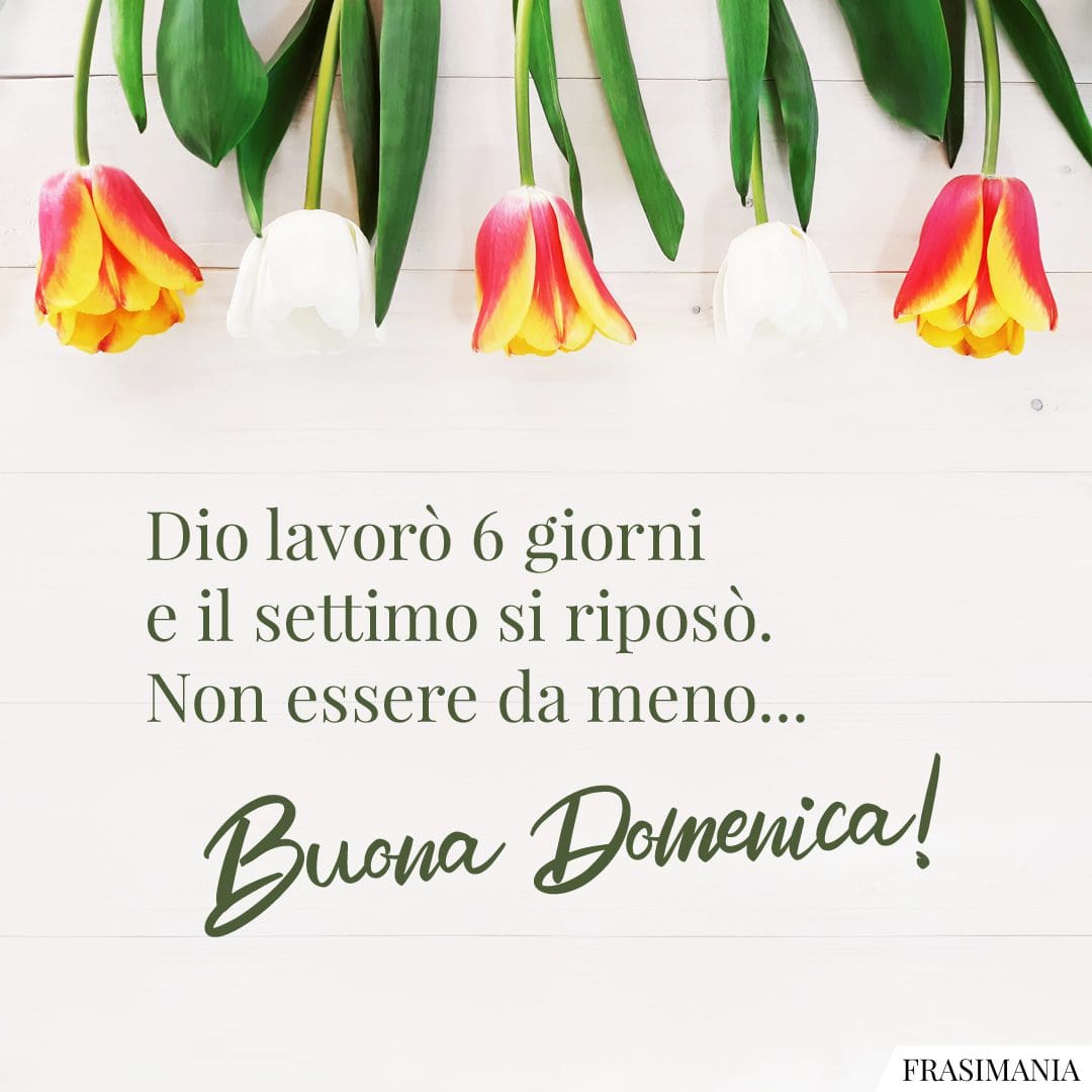 Dio lavorò 6 giorni e il settimo si riposò. Non essere da meno... Buona Domenica!