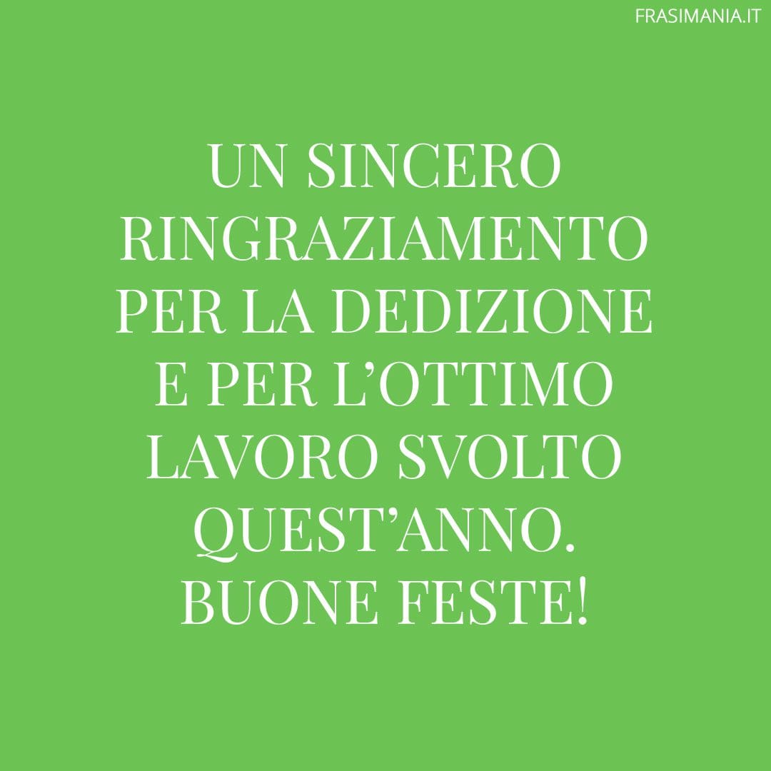 Un sincero ringraziamento per la dedizione e per l'ottimo lavoro svolto quest'anno. Buone feste!