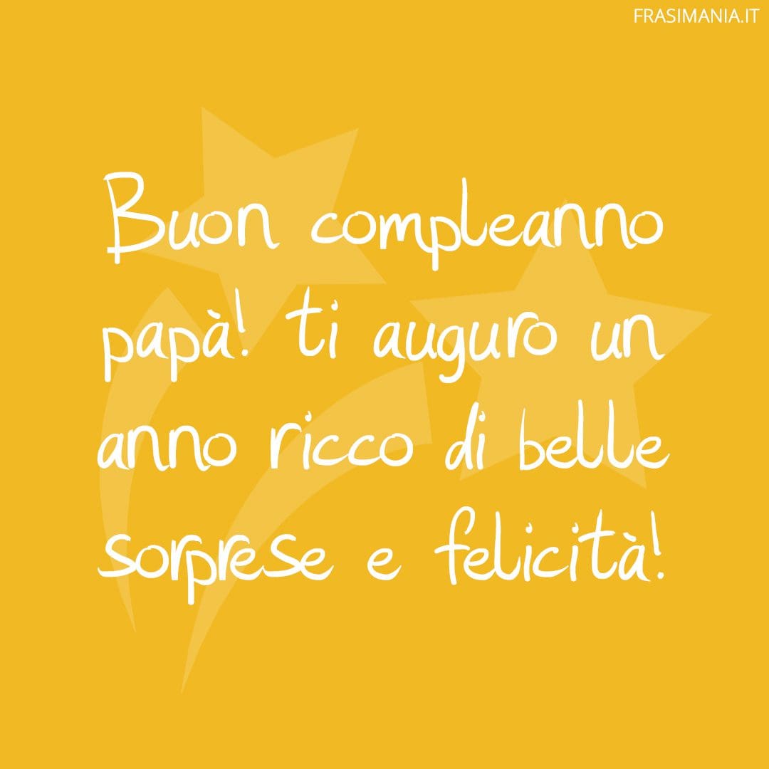 Buon compleanno papà! ti auguro un anno ricco di belle sorprese e felicità!