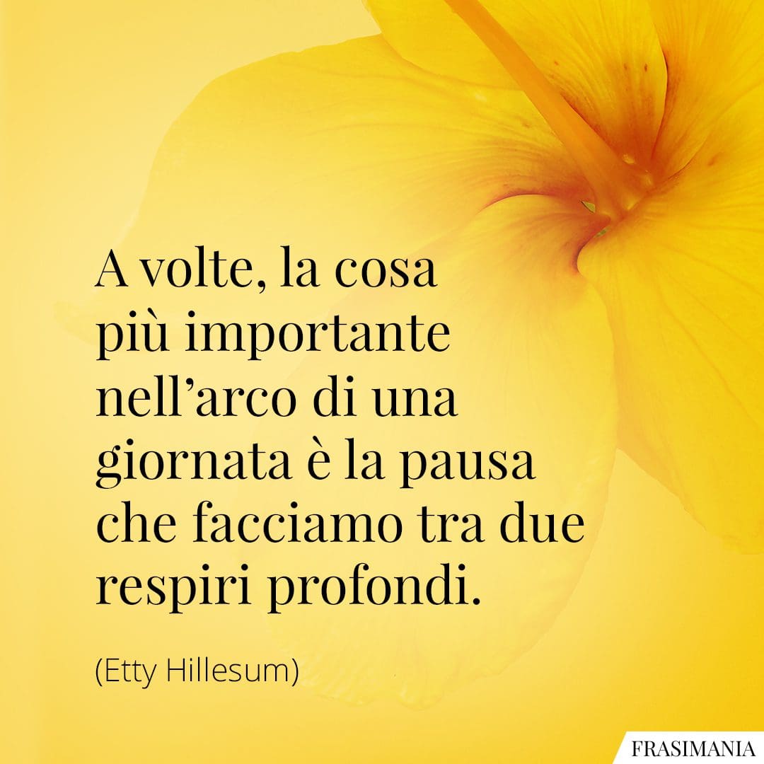 A volte, la cosa più importante nell'arco di una giornata è la pausa che facciamo tra due respiri profondi.
