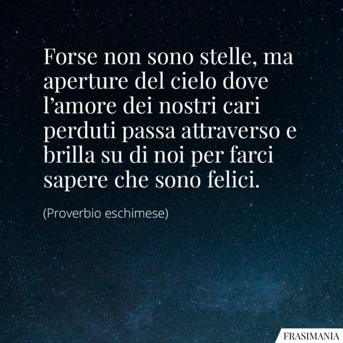 Forse non sono stelle, ma aperture del cielo dove l’amore dei nostri cari perduti passa attraverso e brilla su di noi per farci sapere che sono felici.