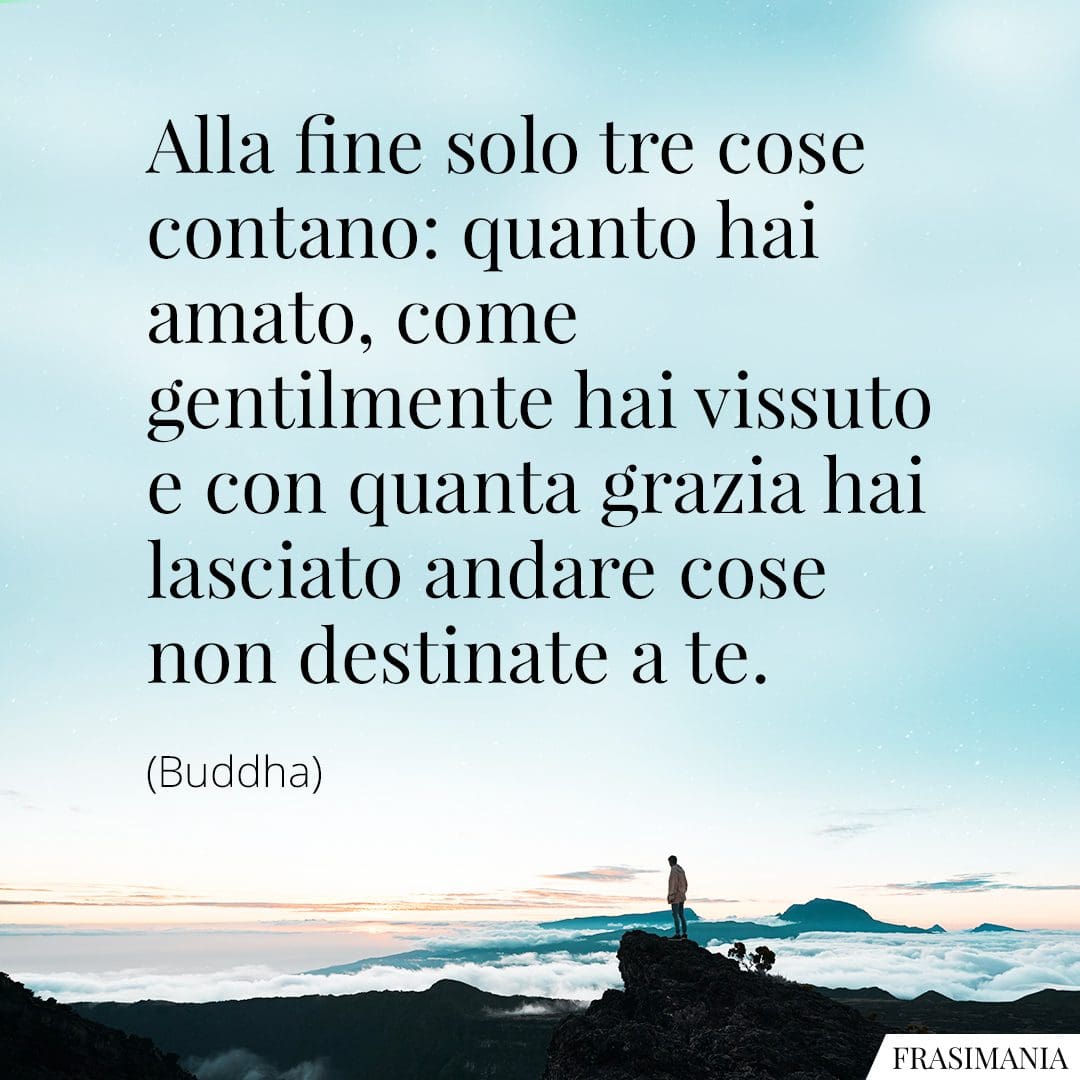 Alla fine solo tre cose contano: quanto hai amato, come gentilmente hai vissuto e con quanta grazia hai lasciato andare cose non destinate a te.