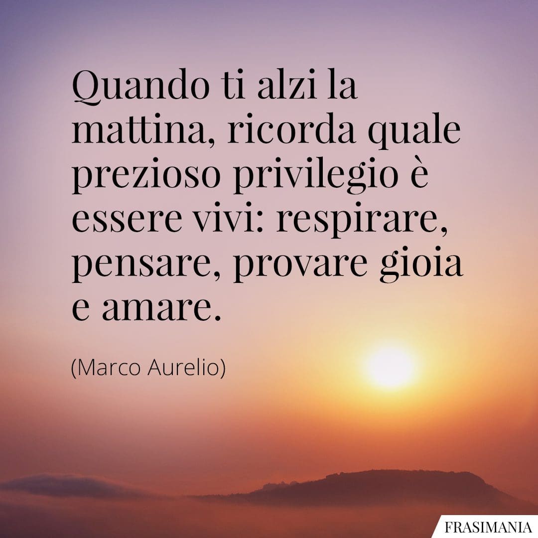 Quando ti alzi la mattina, ricorda quale prezioso privilegio è essere vivi: respirare, pensare, provare gioia e amare.