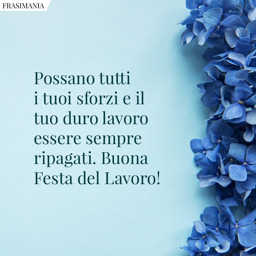 Possano tutti i tuoi sforzi e il tuo duro lavoro essere sempre ripagati. Buona festa del lavoro!