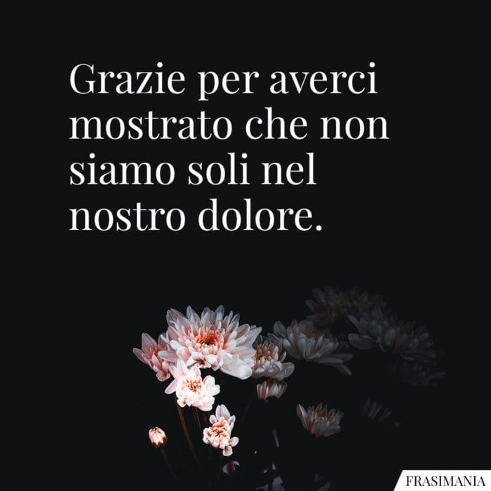 Grazie per averci mostrato che non siamo soli nel nostro dolore.