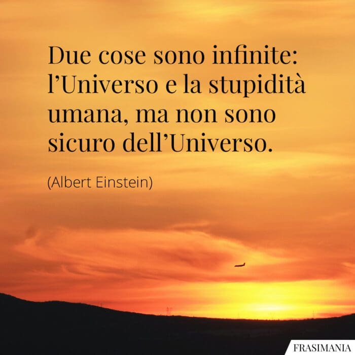 Due cose sono infinite: l'universo e la stupidità umana, ma non sono sicuro dell'universo.