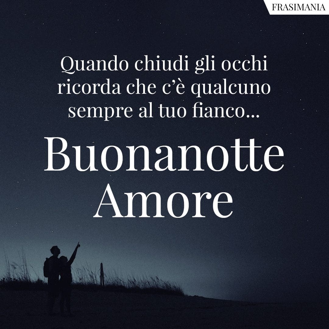 Quando chiudi gli occhi ricorda che c'è qualcuno sempre al tuo fianco... Buonanotte Amore.