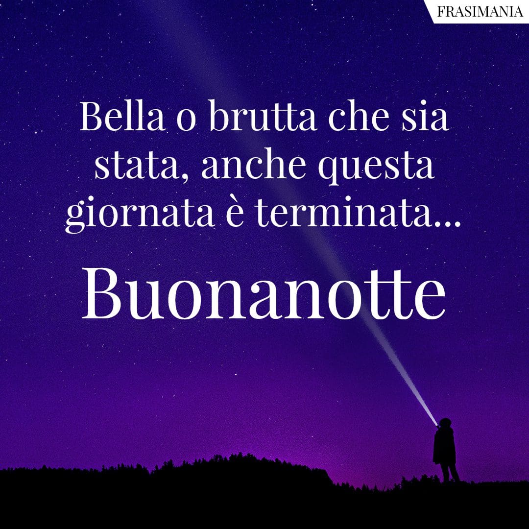 Bella o brutta che sia stata, anche questa giornata è terminata... Buonanotte.