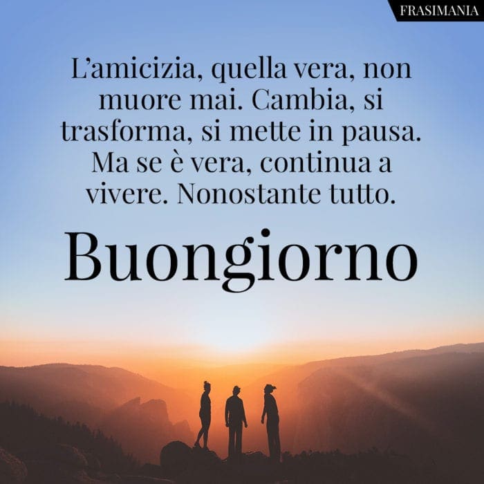 L'amicizia, quella vera, non muore mai. Cambia, si trasforma, si mette in pausa. Ma se è vera, continua a vivere. Nonostante tutto. Buongiorno.