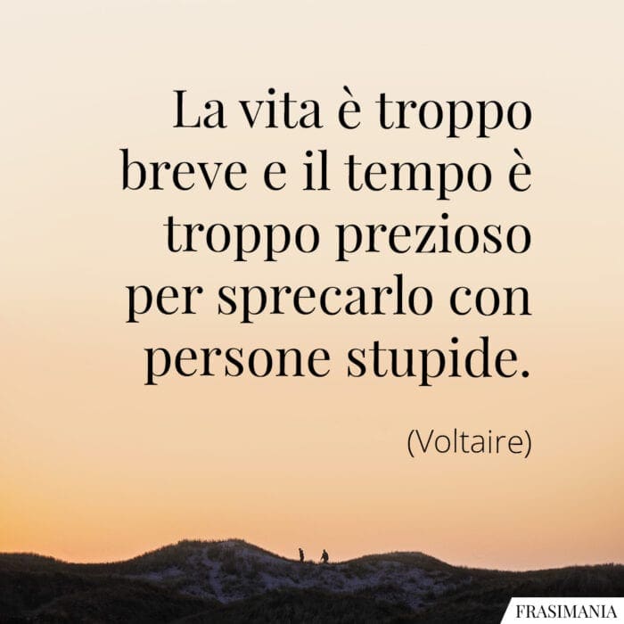 La vita è troppo breve e il tempo è troppo prezioso per sprecarlo con persone stupide.