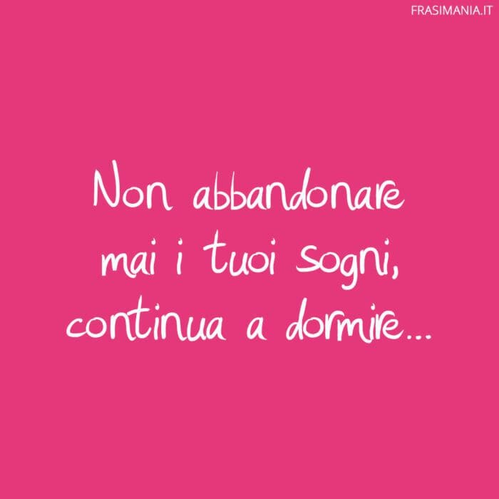 Non abbandonare mai i tuoi sogni, continua a dormire…