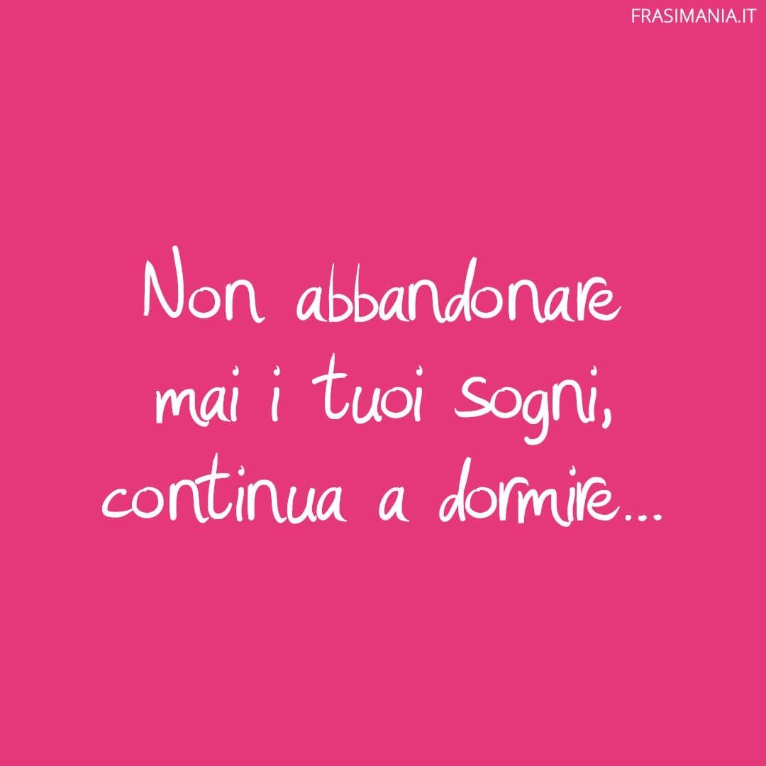 Non abbandonare mai i tuoi sogni, continua a dormire...