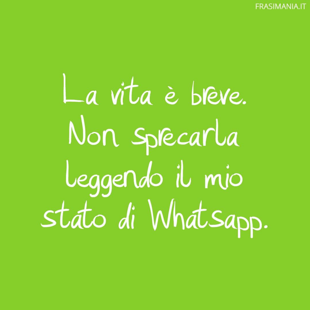 La vita è breve. Non sprecarla leggendo il mio stato di Whatsapp.