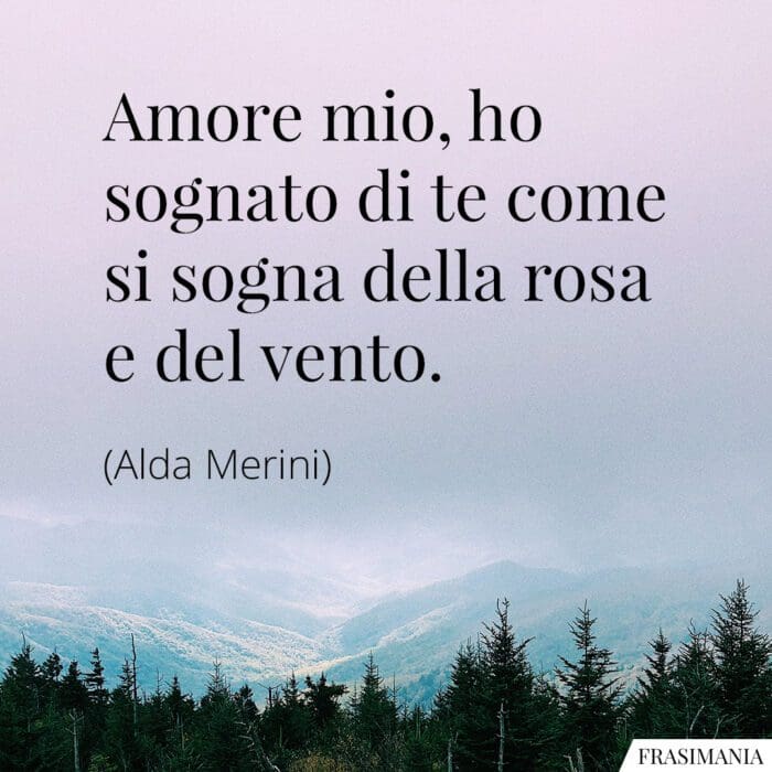 Amore mio, ho sognato di te come si sogna della rosa e del vento.