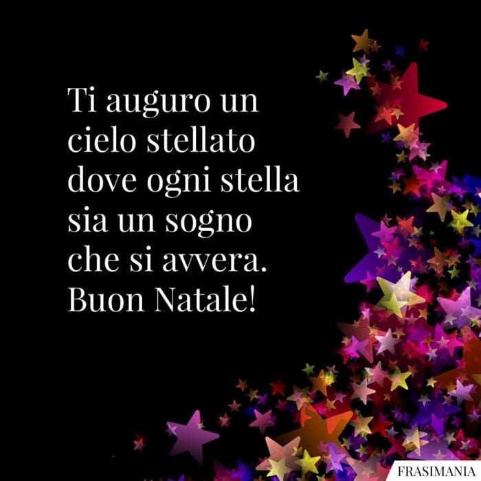 Ti auguro un cielo stellato dove ogni stella sia un sogno che si avvera. Buon Natale!