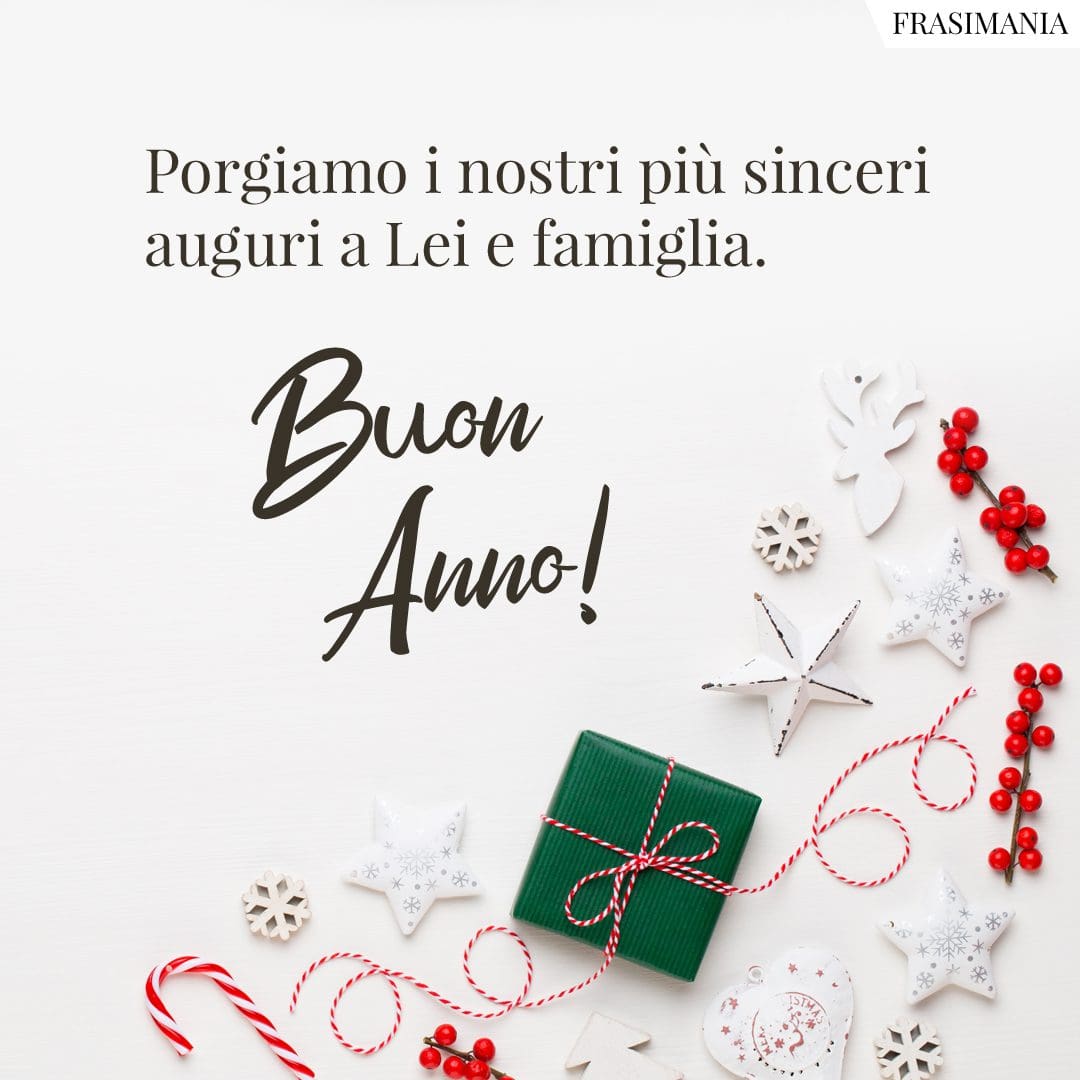 Porgiamo i nostri più sinceri auguri a Lei e famiglia. Buon Anno!