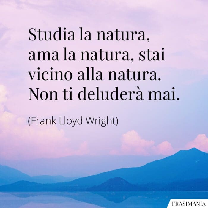 Studia la natura, ama la natura, stai vicino alla natura. Non ti deluderà mai.