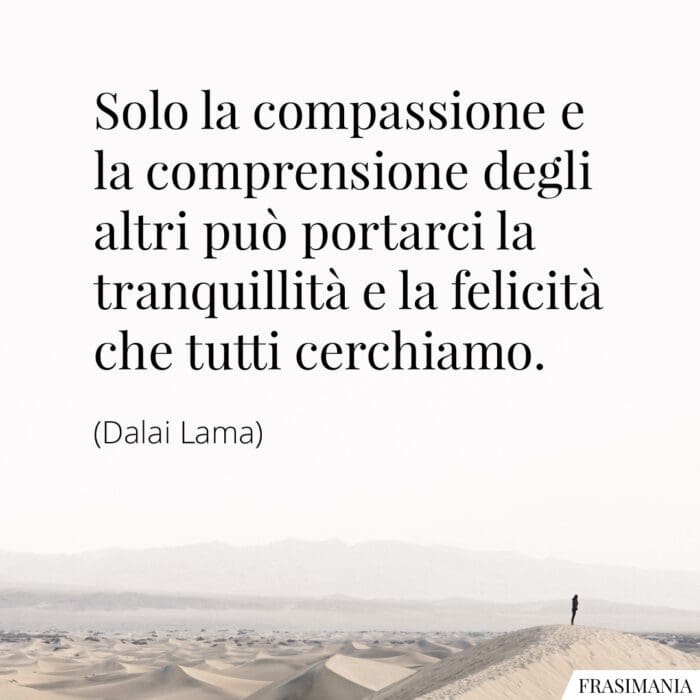 Solo la compassione e la comprensione degli altri può portarci la tranquillità e la felicità che tutti cerchiamo.