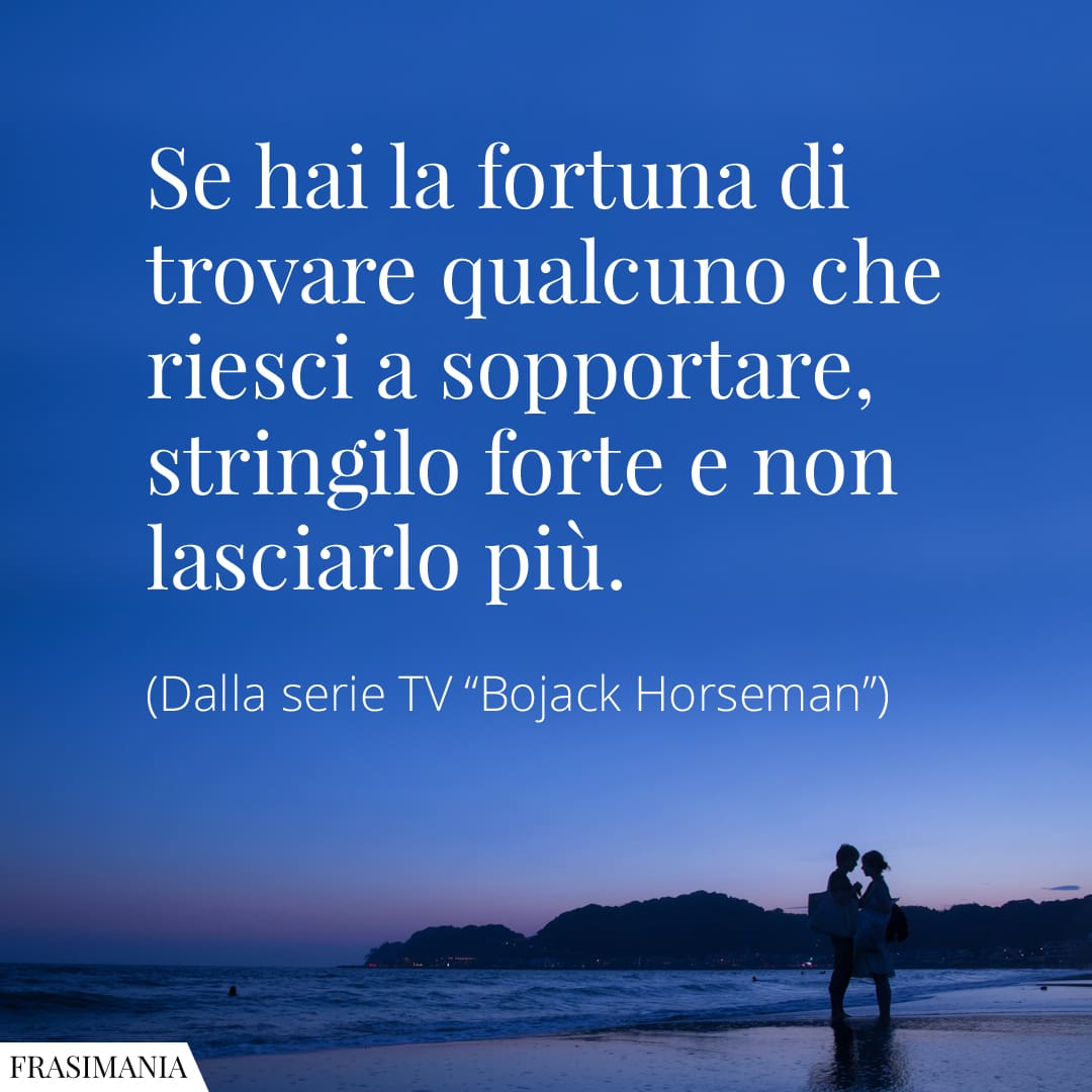 Se hai la fortuna di trovare qualcuno che riesci a sopportare, stringilo forte e non lasciarlo più.