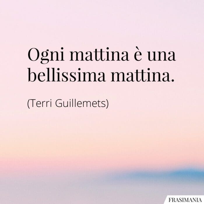 Ogni mattina è una bellissima mattina.