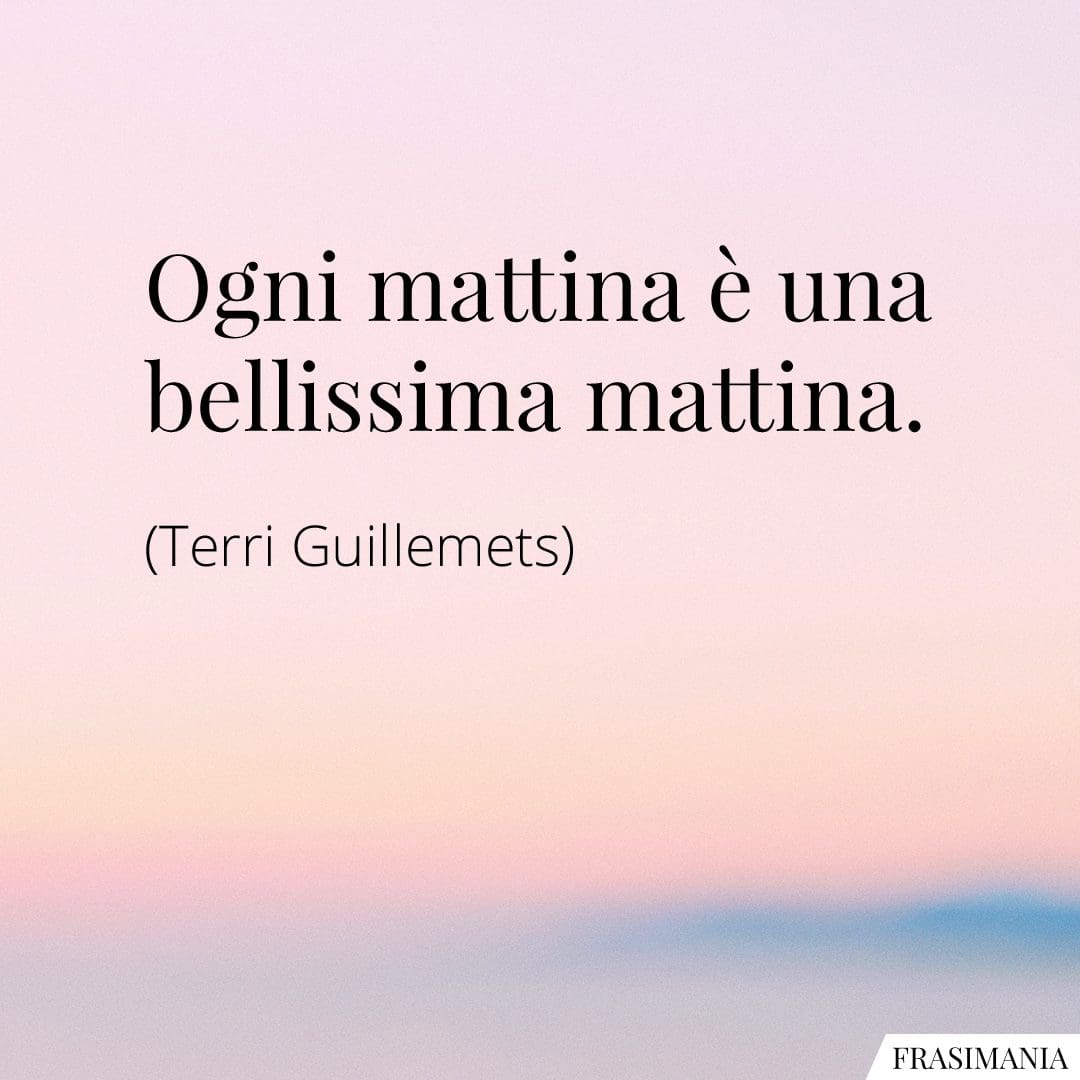 Ogni mattina è una bellissima mattina.