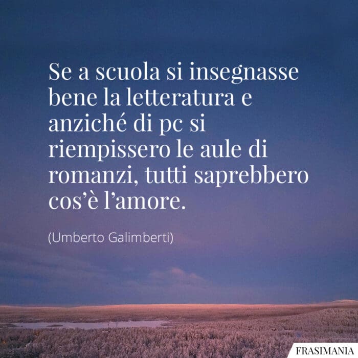 Se a scuola si insegnasse bene la letteratura e anziché di pc si riempissero le aule di romanzi, tutti saprebbero cos'è l'amore.